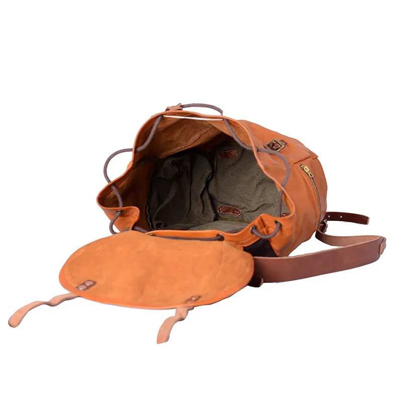 High quality natural genuine leather men's backpack fashion vintage design genuine first layer cowhide outdoor travel bagpack