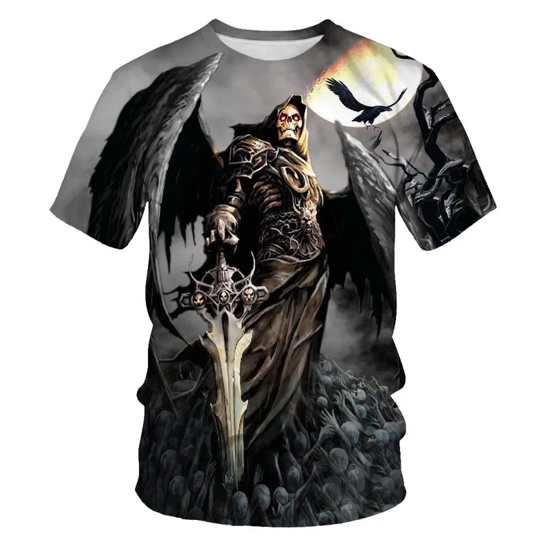 Men\'s T-shirt Skull 3D Printe fashion Death Scythe Casual Short Sleeve O-Neck Domineering male Tshirts