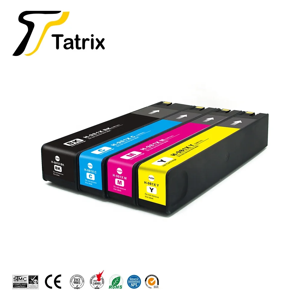 Tatrix For hp 981 981X Color Remanufactured Ink Cartridge for HP PageWide 556xh/dn/ MFP 586dn/f/z/MFP E58650dn/ MFP E55650