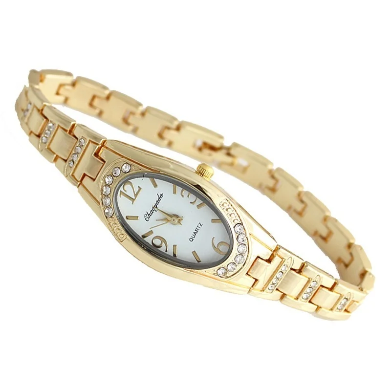 Unikalne moda kobiety ze stali nierdzewnej kwarcowy zegarek na rękę damskie kryształ górski bransoletka do zegarka zegarek