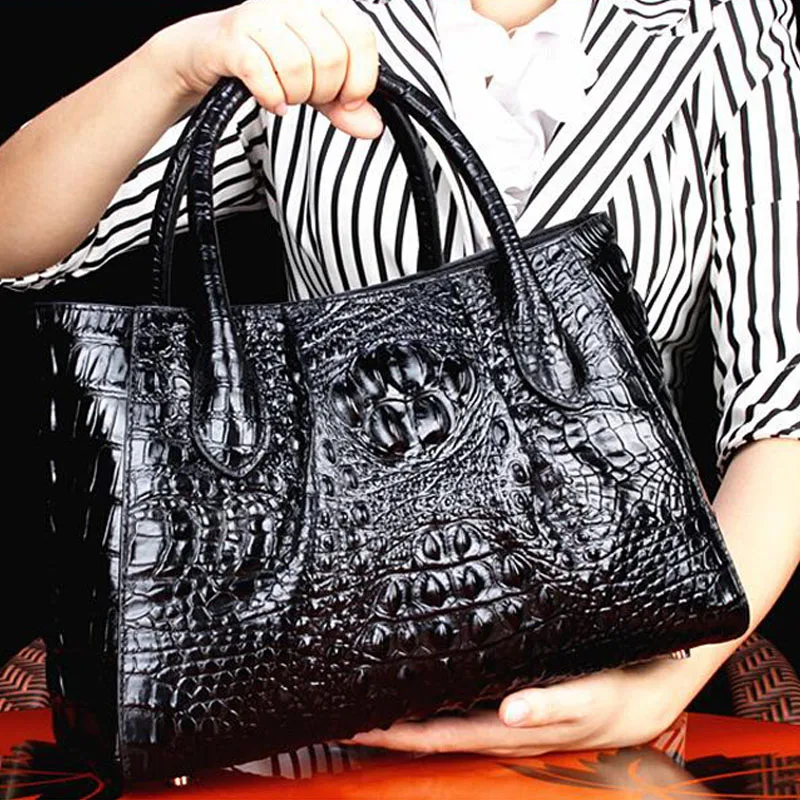 Handbag women\'s leather Tote Bag Quality Cowhide Crocodile Pattern bags 2024 women\'s brand Luxury Designer Women\'s bag