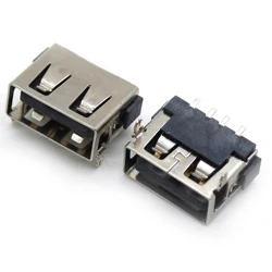 10PCS USB female connector AF10 straight pin front 2 pin a type USB 90 degree horizontal 4P patch 6.3h socket