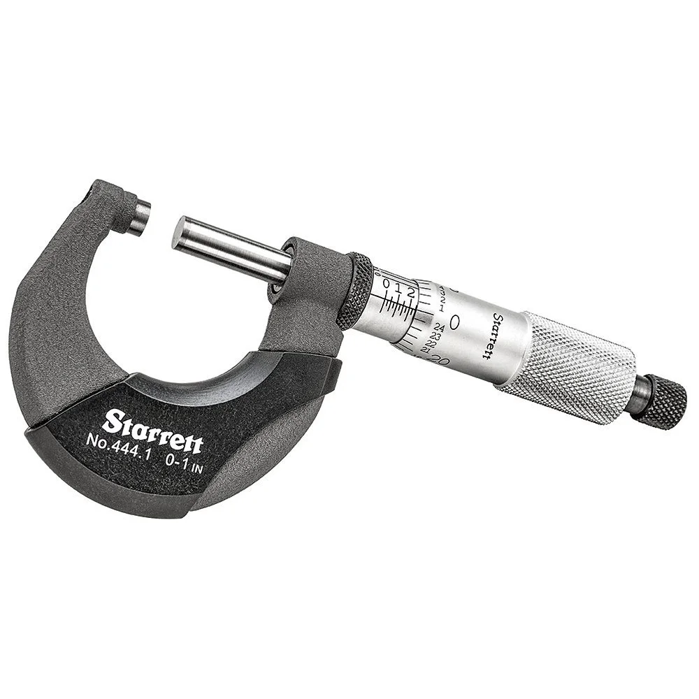 

Starrett range 0-25/25-50/50-75/75-100mm Graduation 0.01mm , Rachet Thimble, Carbide Anvil-Spindle Outside Micrometers