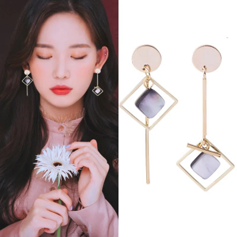 Geometric asymmetry shell Clip on Earrings New Korean No Pierced Design Ear Clips for Women