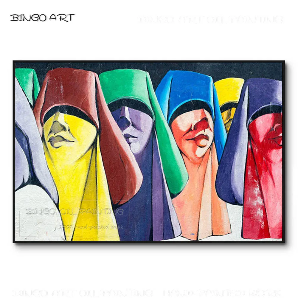 Hand-painted Modern Graffiti Figures Pop Art Wall Picture Handmade Beautiful Wall Art Graffiti Figures Oil Painting for Wall Art