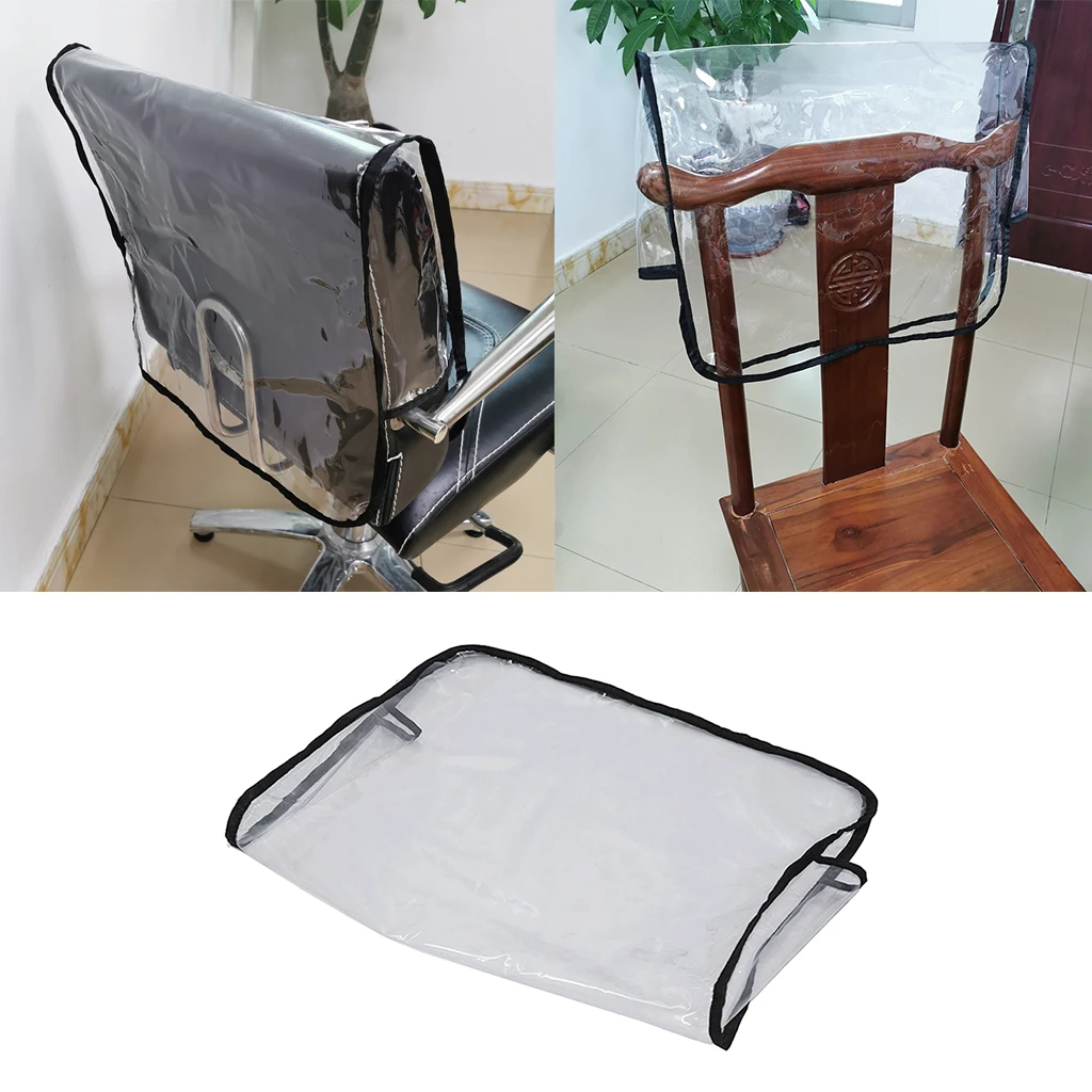 PRO Barber Beauty Salon Chair Protective Cover Vinyl Square, Back Cover of Salon Spa Barber Chair, Clear, PVC Waterproof