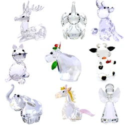 12 Styles Clear Crystal Animal Figurines Glass Animal Paperweight Ornament Statuette Collectible Home Decor Christmas Kids Gift