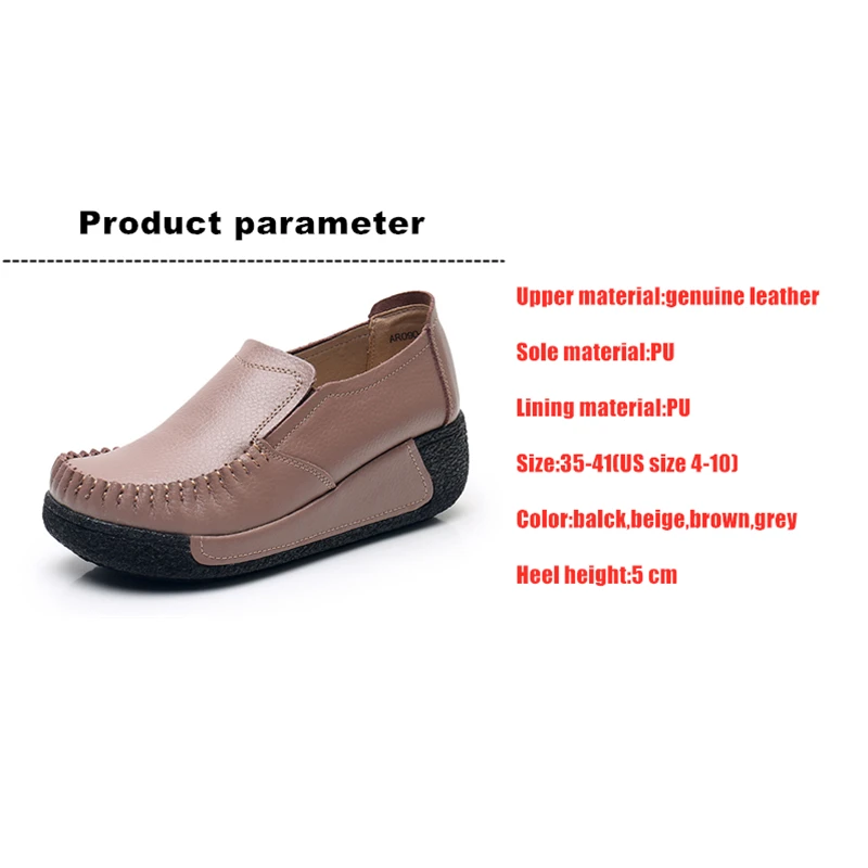 WOIZGIC Women Flats Female Mother Genuin Leather Shoes Platform Slip On Moccasins Loafers Black Comfortable Soft Mujer Pregnant