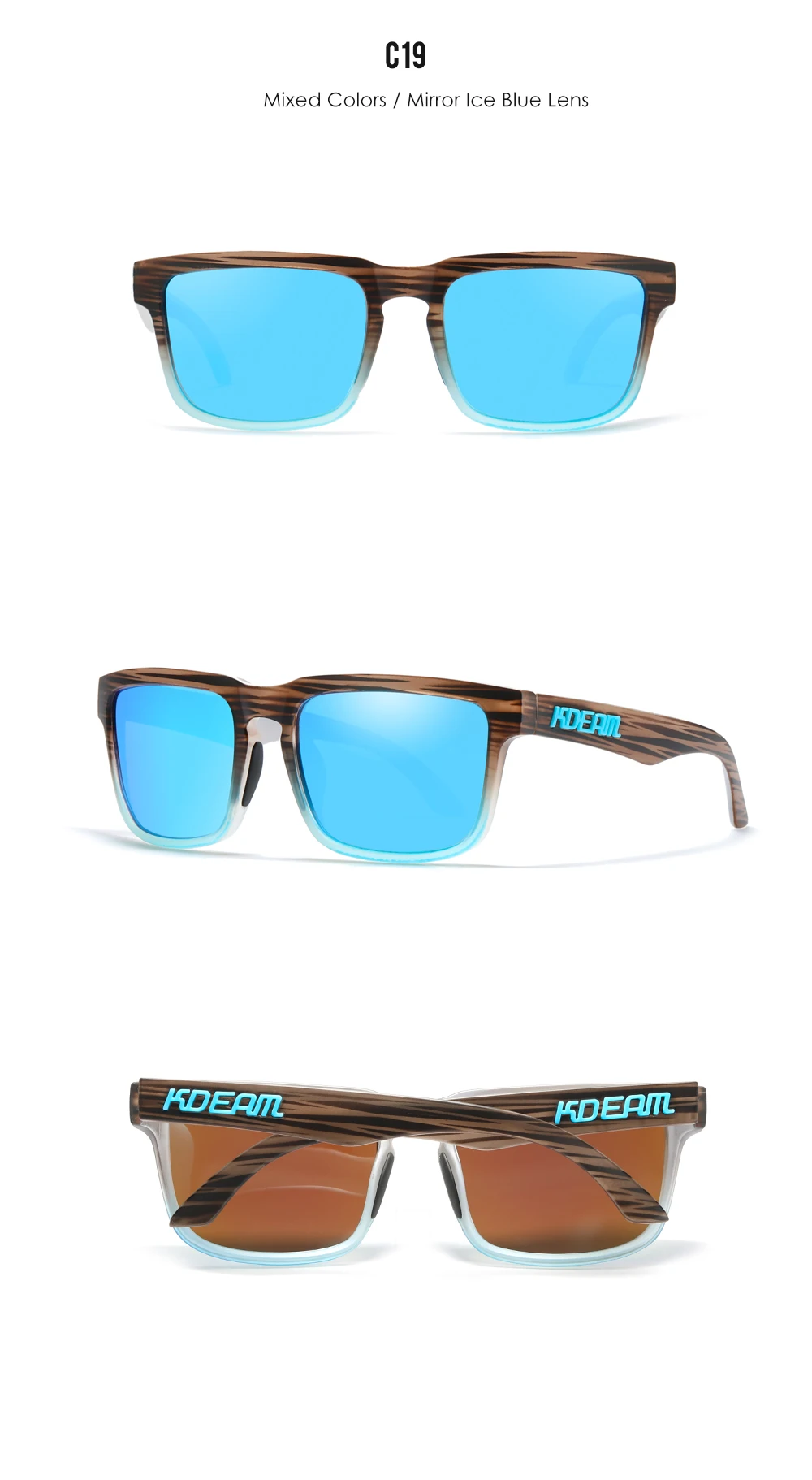 KDEAM Marke Neue 3D Logo Quadrat Polarisierte Sonnenbrille Vacationing Fahren Sonnenbrille Echt Beschichtung Linse KD332 – Detail 14