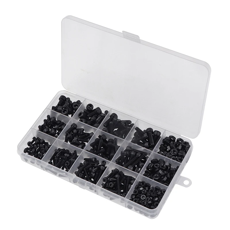 

500Pcs M3 M4 M5 Assortment Bolt Black Inner Hexagon Socket Screw Bolts And Nuts Stainless Steel Cup Cap Allen Head Bolts