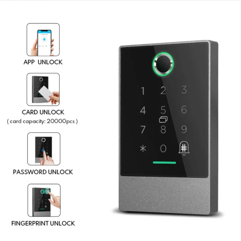 K2 K2F IP67 Waterproof Bluetooth TTLock APP Biometric Fingerprint Door Access Control RFID Card Access Controller System