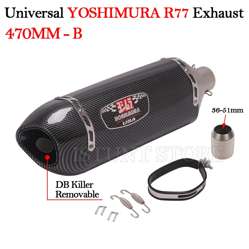 470MM 570MM Universal Motorcycle YOSHIMURA R77 Exhaust Pipe Modified DB Killer Muffler For Honda PCX 125 150 C650GT TMX530 CB500