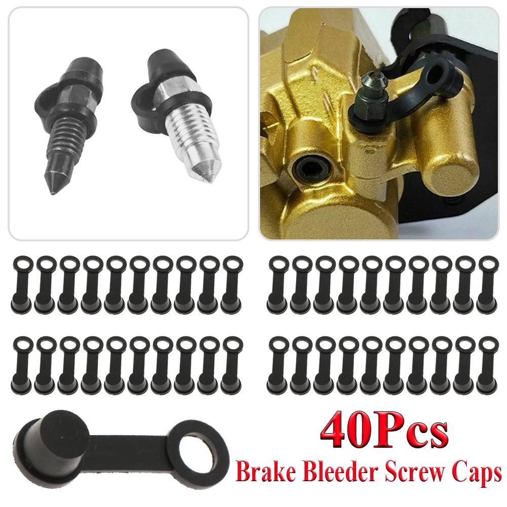 40PCS/set Motorcycle Dust Cap Bleed Nipple Brake Screw Caps Brake Caliper Cover Motorcycle Valve Rubber Dust Cap CarZerk Fitting