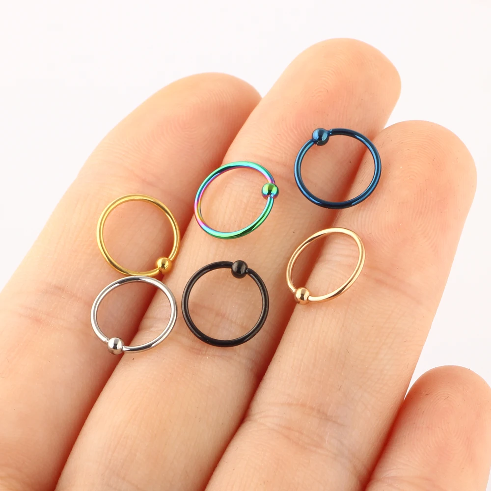 3PC Stainless Steel Hinged Clicker Segment Nose Rings Hoop Cartilage Helix Tragus Sleeper Earrings Body Piercing Jewelry 6-10mm