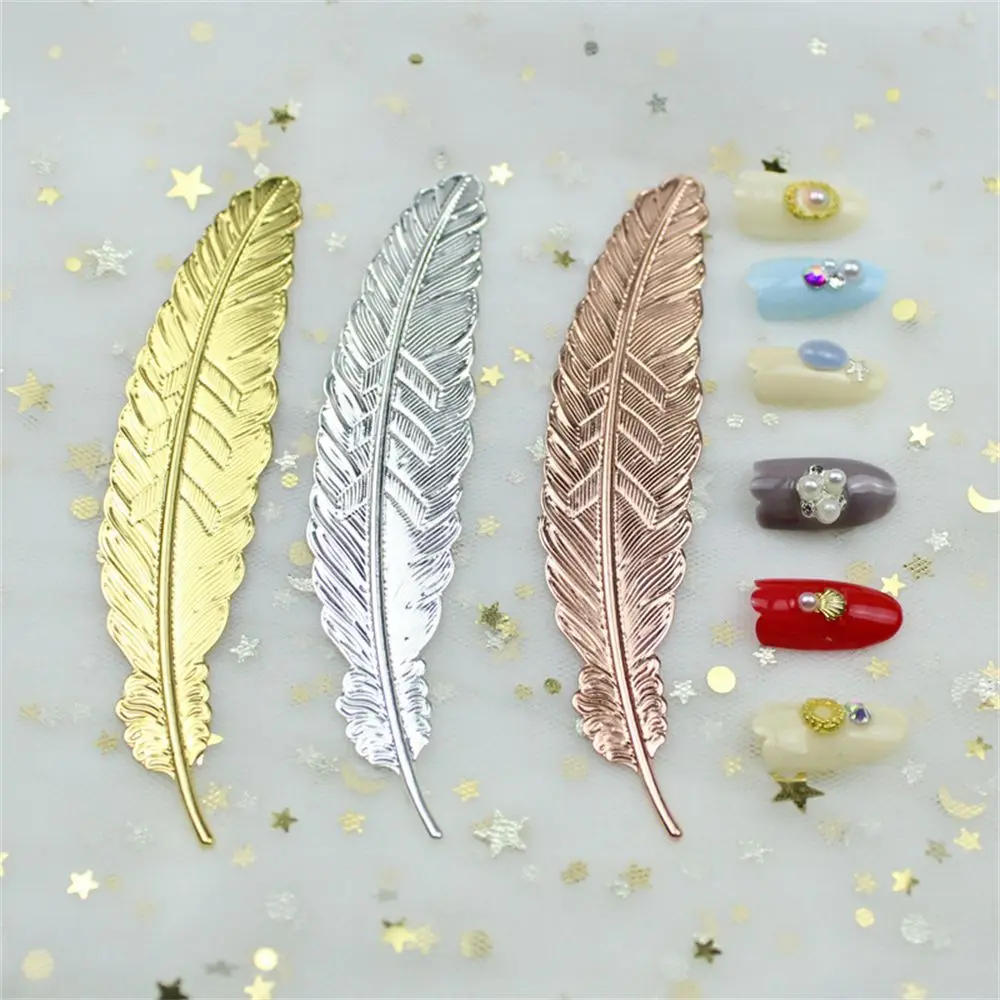 Handmade Leaf shape Gold Silver Plated Book darts Students Stationery Metal Feather Bookmark