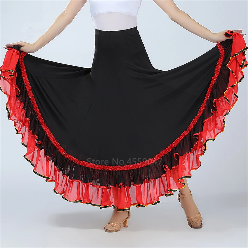 Flamenco Dance Layered Big Swing Skirt Spanish Gypsy Modern Dancing Dress Performance Costume for Women Vestido Classic Ballroom