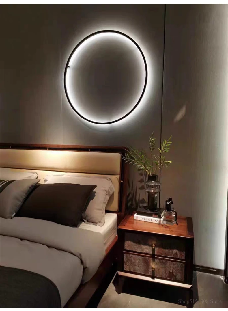 

Minimalist Wall Lamp Living Room Decoration Atmosphere Lights Nordic Room Decor Lighting with Plug Designer Ring Led Wall Light