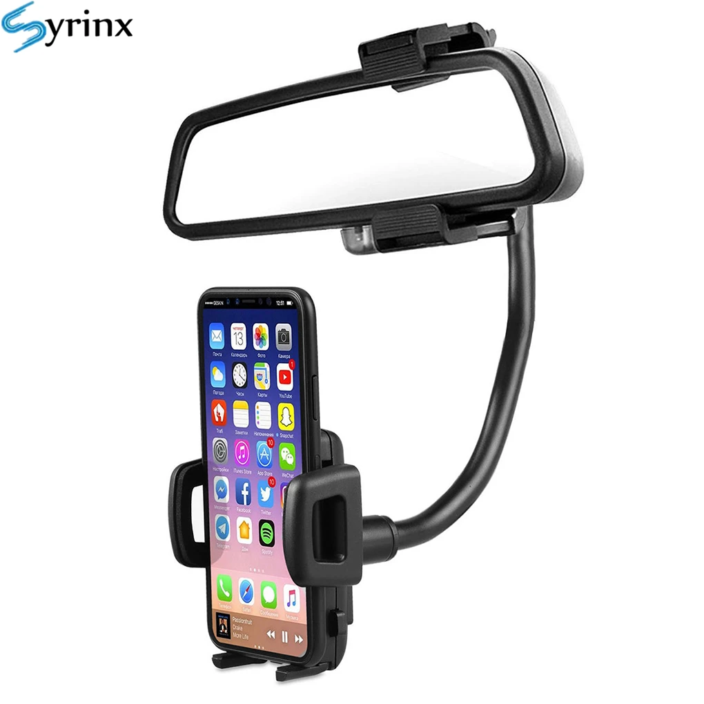 SYRINX Car Holder Rearview Mirror 360° Adjustable GPS Car Clips Holder for Phone Air Outlet Flexible Cellphone Stand Bracket