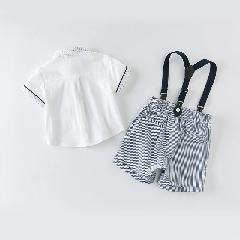 DB13370 dave bella summer baby boys fashion clothing sets handsome short sleeve white cotton suits children clothes