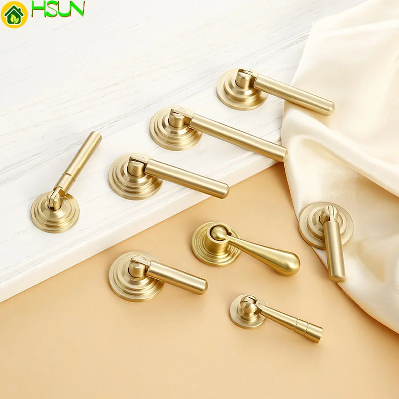 

New Chinese gold brushed cabinet door Brass Handle furniture hardware clothing cabinet pure copper handle