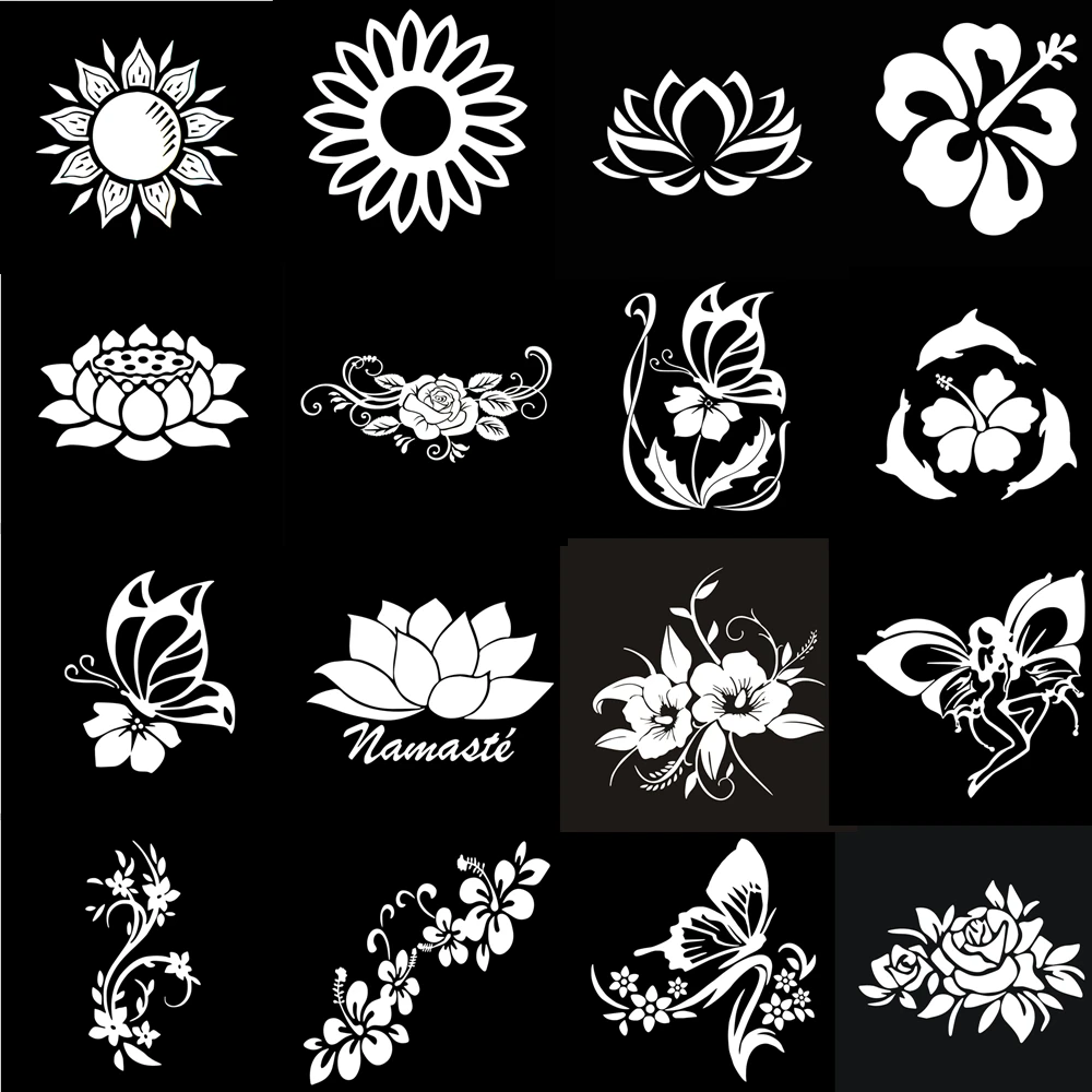 Tancredy bumper beautiful flower series rose lotus waterproof cover scratch vinyl body window car styling stickers and decals