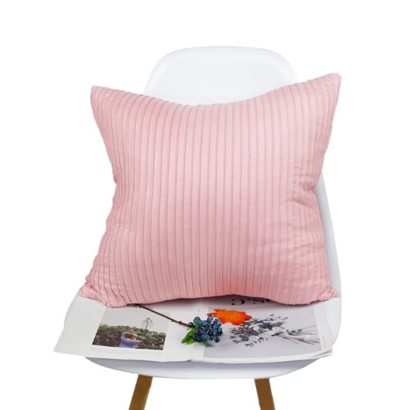 Free Shopping Custom 40/45/50/55/60/65cm 8 Colors Polyester Suede Embroidery Vertical Stripe Cushion Cover HT-PSUEC-B