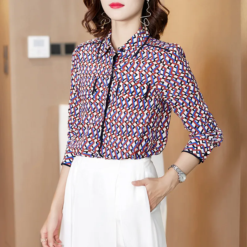 Boollili Thật Áo Sơ Mi Lụa Nữ Áo Và Áo Công Sở Nữ Cao Cấp Mùa Xuân, Mùa Thu Vintage Blusas Mujer De Moda 2020