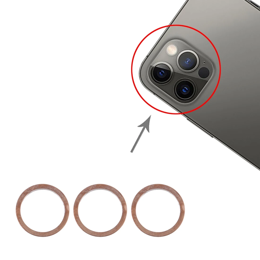 Rear Camera Glass Lens Metal Protector Hoop Ring for iPhone 12 Pro Max 3PCS GOLD