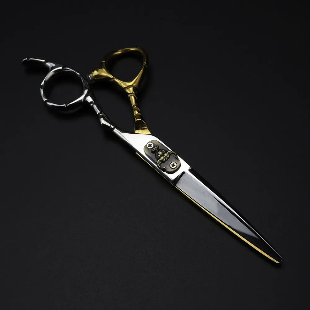 Professional Japan 440c steel 6 inch Bull head hair cutting scissors haircut thinning barber cut shears hairdressing scissors