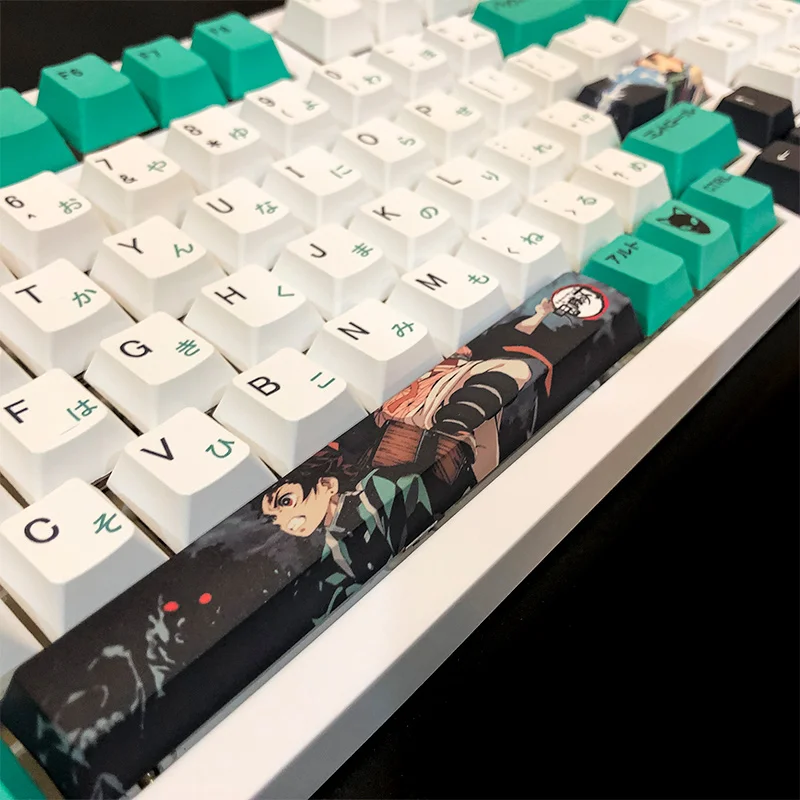 Imagem -04 - Japão Anime Design Verde Tanjirou Keycap para Cherry mx Switch Teclado Mecânico 151 Teclas de Perfil Cereja Pbt Keycap