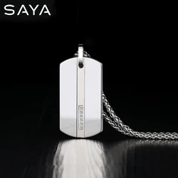 Men Pendants  Necklace for Male,Classic Tungsten Inlay CZ Stones with Titanium Steel Cuban Chain, Engraving