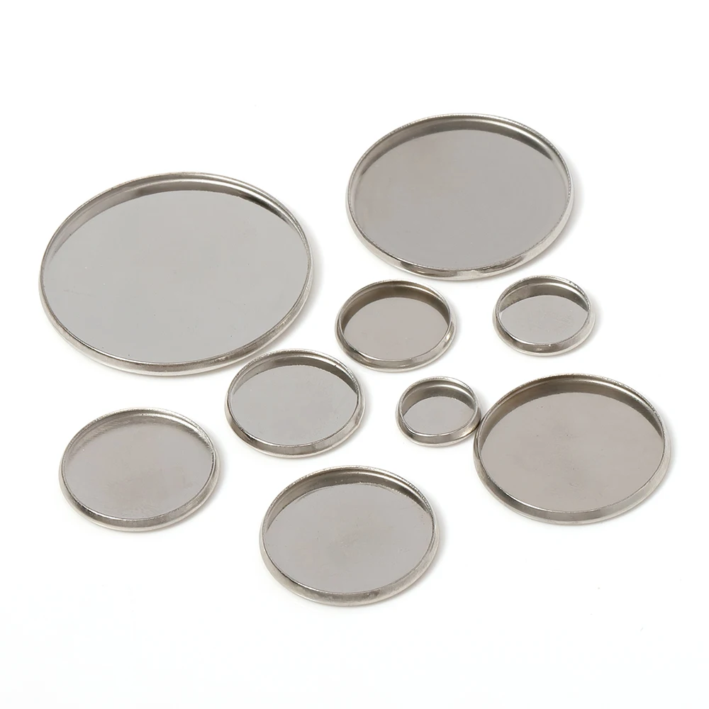 20pcs Stainless Steel Round Cabochon Settings Blank Tray Bezel Base Fit 6-30mm Cabochon Cameo For DIY Jewelry Making Accessories