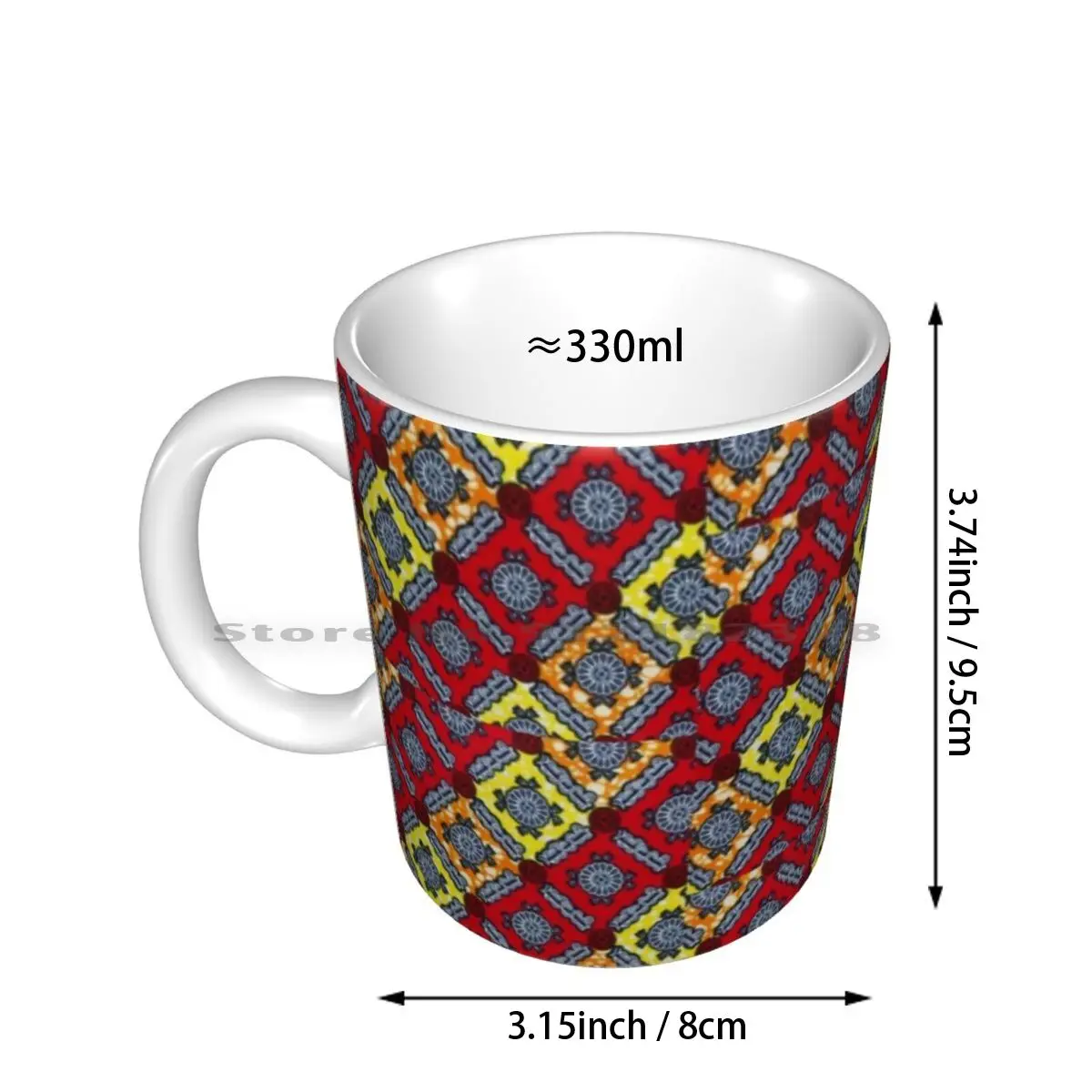 Red Sand Ceramic Mugs Coffee Cups Milk Tea Mug Red Africa Senegal Wax Sand Trend Mosaic Tribal Ethnic African Art Creative