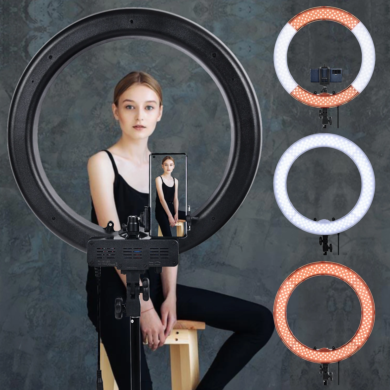FOSOTO 18 بوصة led حلقة ضوء التصوير مصباح Selfie Ringlight Led حلقة مصباح مع ترايبود حامل ل ماكياج يوتيوب Tiktok