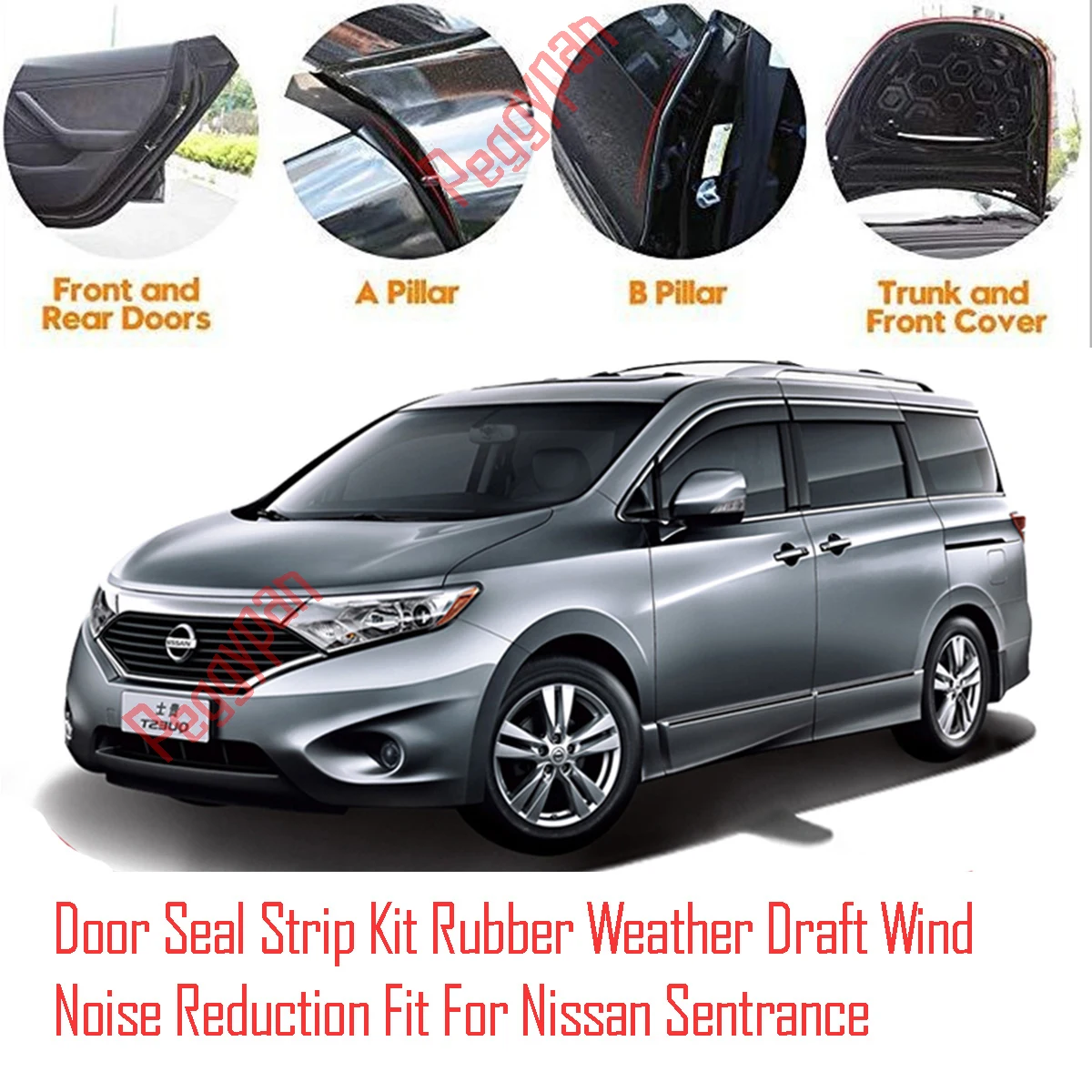 Door Seal Strip Kit Self Adhesive Window Engine Cover Soundproof Rubber Weather Draft Wind Noise Reduction For Nissan Sentrance