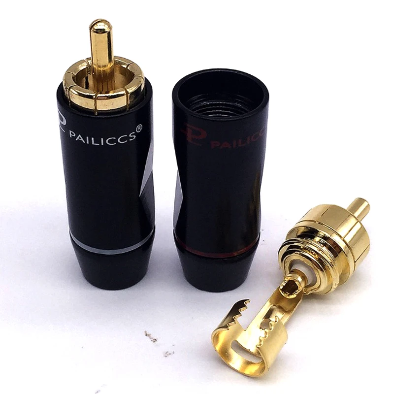 4 قطعة GQAE الصوت مرحبا نهاية PAILICCS النحاس مطلية بالذهب 8 مللي متر موصلات موالف التلفزيون كابل RCA موصل قابس RCA