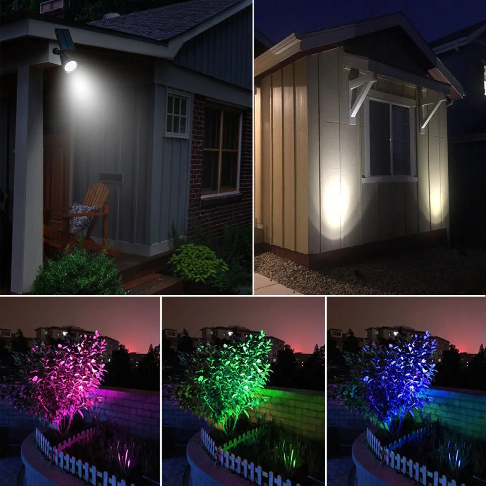 Adjustable 7LED Solar Spotlight Outdoor Waterproof Changing Color Lawn Lamps Light Control Yard Garden Landscape Lights Decor