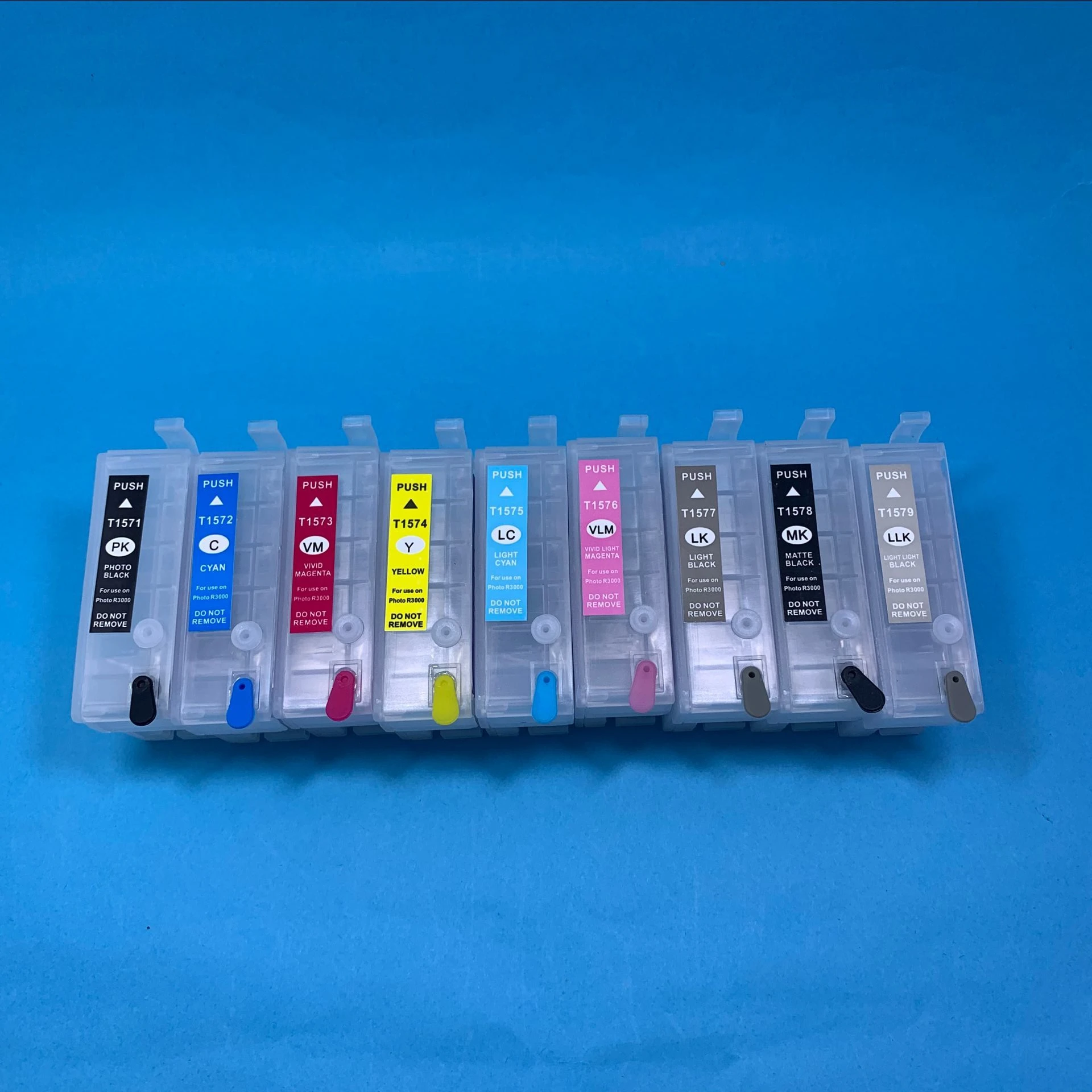 9 Colors/Set 157 T1571-T1579 Refillable Ink Cartridge With ARC for Epson Stylus Photo R3000 Printer