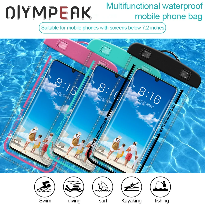 Funda impermeable Universal para teléfono móvil, bolsa seca subacuática para buceo y natación, para teléfonos de menos de 99% pulgadas, 7,2