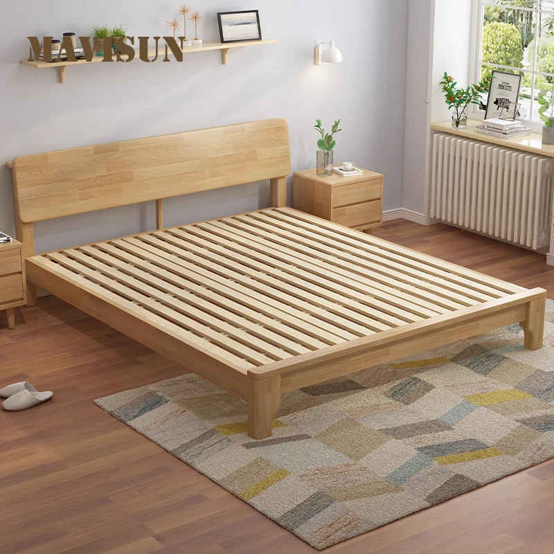 Cama de madera maciza para dormitorio, mueble de lujo, estilo nórdico moderno minimalista, de alta gama, 1,8 metros, almacenamiento doble, directo de fábrica