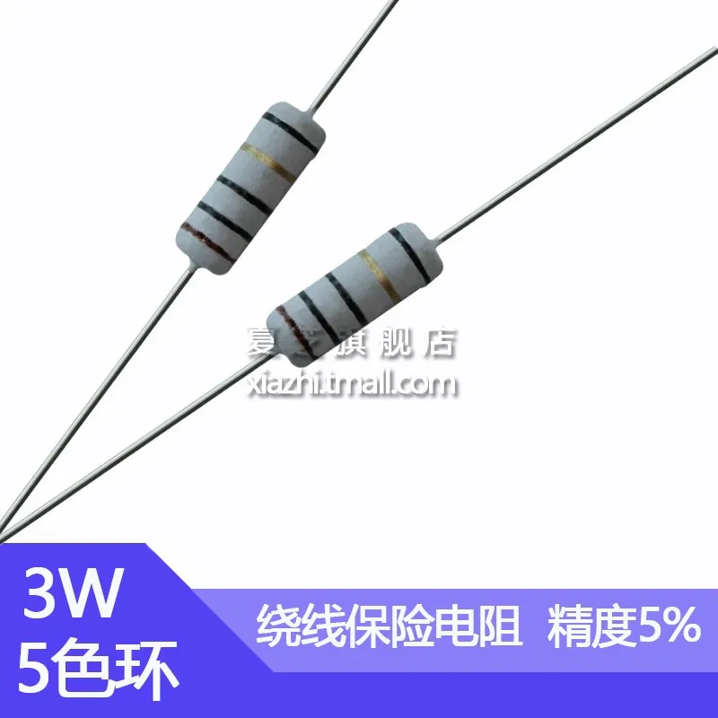 10Pcs/3W Wirewound Cầu Chì Độ Chính Xác Kháng 5% 10R 20R 22R 33R 39R 47R 51R 56R 68R 100R điện Trở KNP 10 20 22 33 39 47 100 Ohm