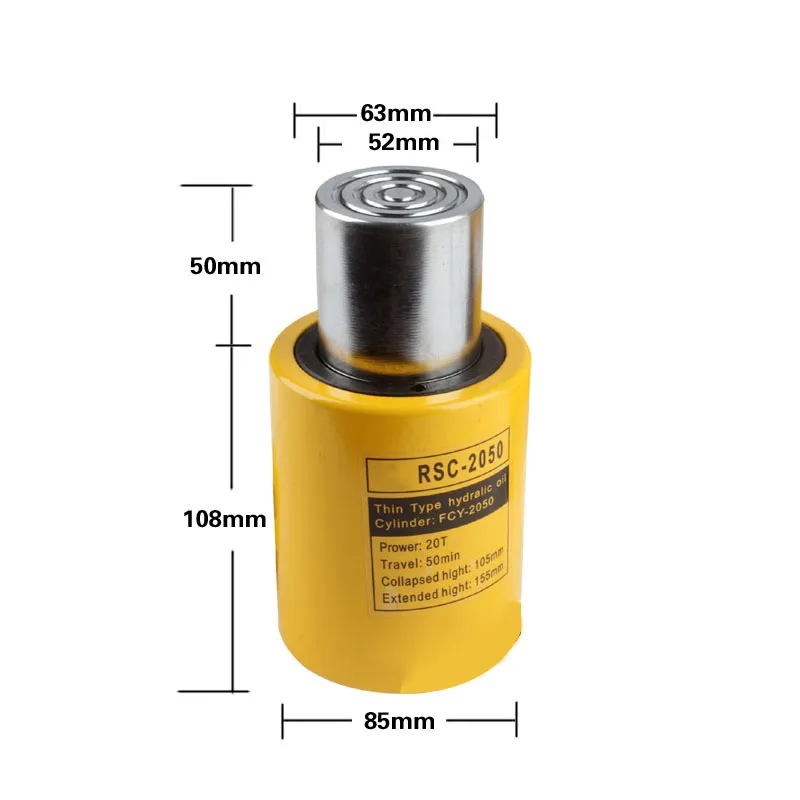 Contenção hidráulica para conteúdo de 50mm, tipo curto cilindro hidráulico de 20 ton, precisa ser usado com bombas hidráulicas