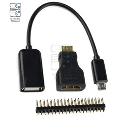 3 in 1 For Raspberry Pi Zero Adapter Kit Mini adapter+Micro USB to USB Female OTG Cable + 20 pin Male GPIO Header