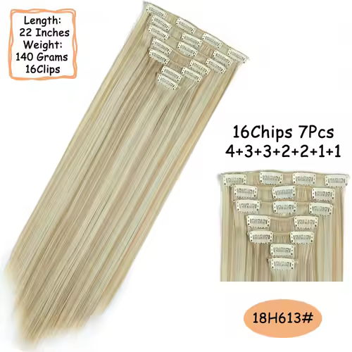 NICESY 16Clips Synthetic 24Inch Long Curly Hair Hairpiece Heat Resistant Hair Extension Clips In Ombre Black Brown Blond Women - Image 24