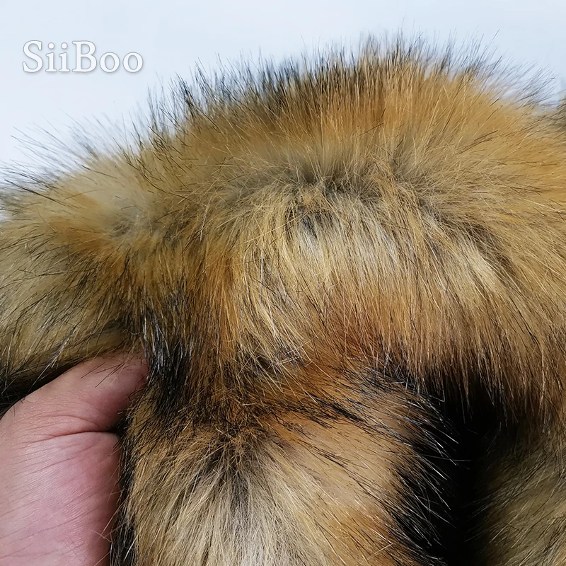 High grade brown 5cm plush faux fox fur fabric for winter coat vest Fur collar 180*50cm 1pc long hair fox fur tissu telas SP4581