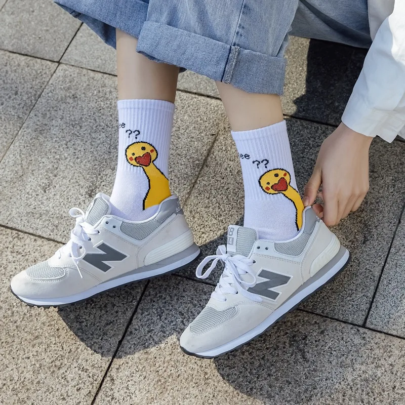 Spring/Summer 2021 New Cartoon Duck Animal Women\'s Socks 1 Pair Of Piggy Bear Cute Girl Cotton Women\'s Socks EU 35-43 Size