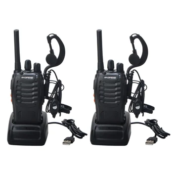 2pcs Baofeng Walkie Talkie BF-88E PMR 0,5W 16CH UHF 446,00625-446,19375MHz 12,5KHz Separação de canal com fone de ouvido com carregador USB