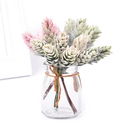 Mini Artificial Pine Cone Plant, Fake Flower, Pineapple Grass, Handmade, DIY Scrapbook, Wreath, Decoration, 6Pcs