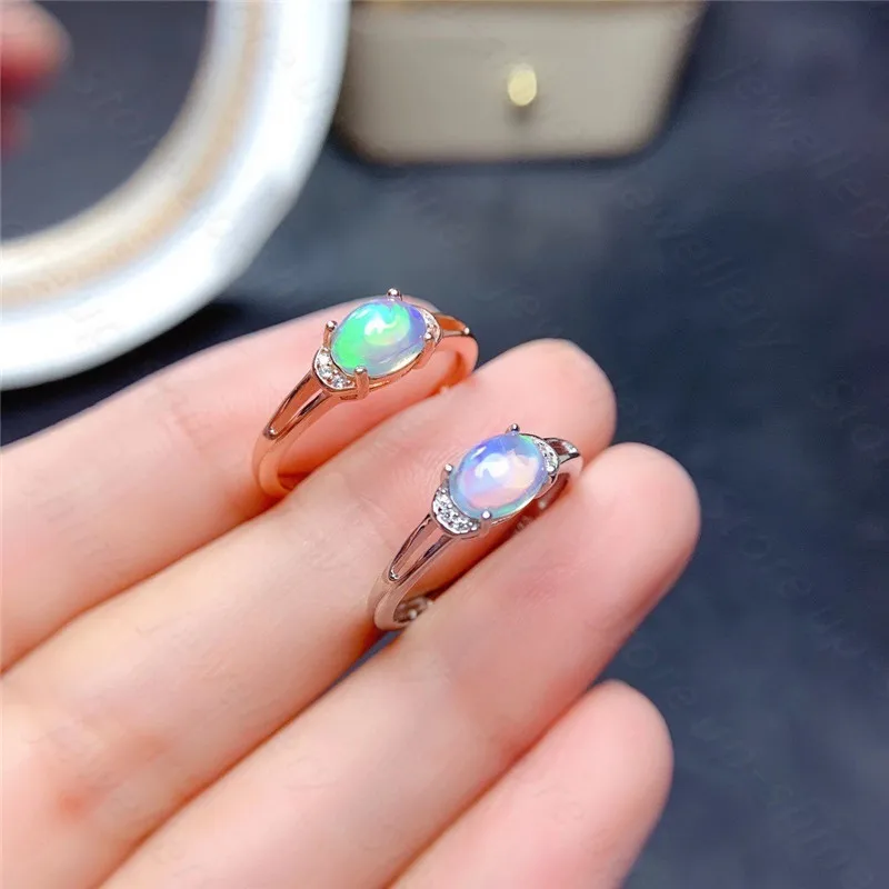 

Luxury atmosphere hot sale style natural opal ring 925 silver women's ring noble and elegant