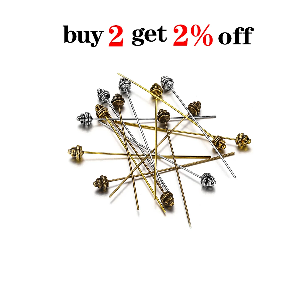 20pcs 50mm Gold Flower Head Pins For Jewelry Making Diy Beads Ball Pins Needles Findings Women Jewelry Accessories Headpin image 2